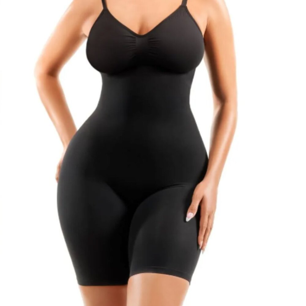 Fullness Slim Seamless Mid-Thight Bodysuit Black L/XL
